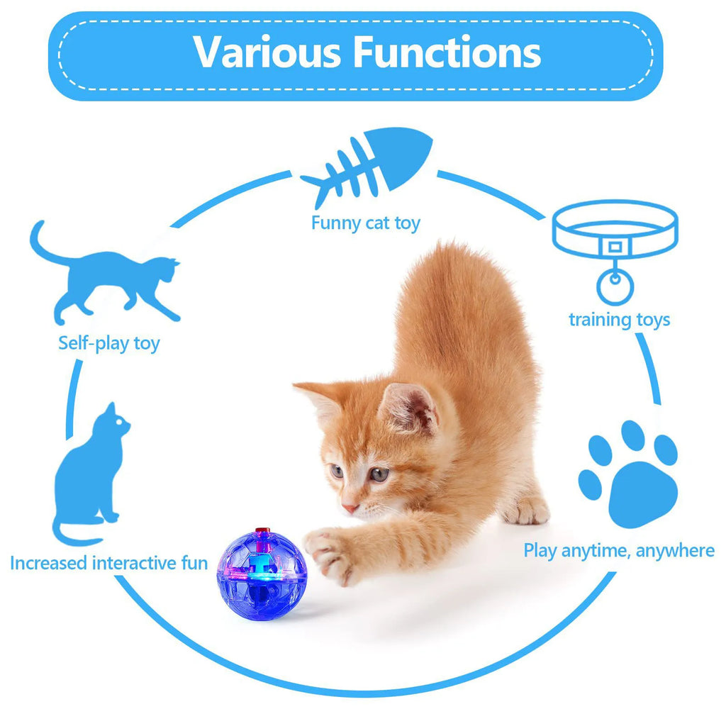 3Pcs Cat Motion Light Up Interactive Flash Ball Ghost Small Battery Powered Paranormal Equipment Portable LED Gift Pet Toys Oasis Select