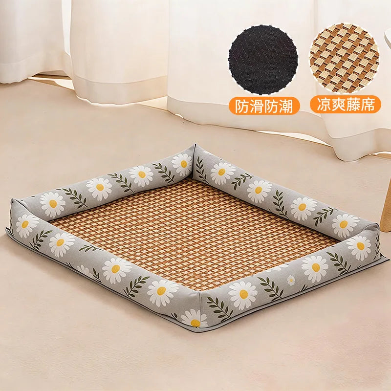 Summer cooling mat dog bed cat bed summer dog house pet supplies for Teddy and small dogs all‑season universal mattress Oasis Select B-Grey Sunflower XXL-90x70cm