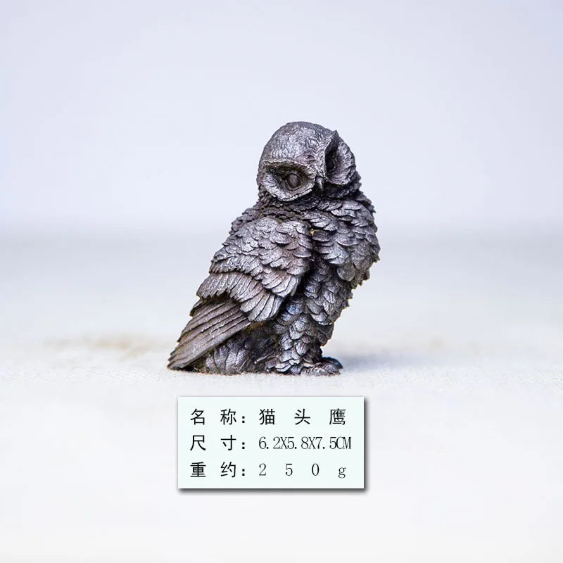 Imitation Cast Iron Rust Style Owl Living Room Desktop Mini Home Decoration Study Room Ornament Purely Handmade Tea Pet Oasis Select 10cm Polished Version