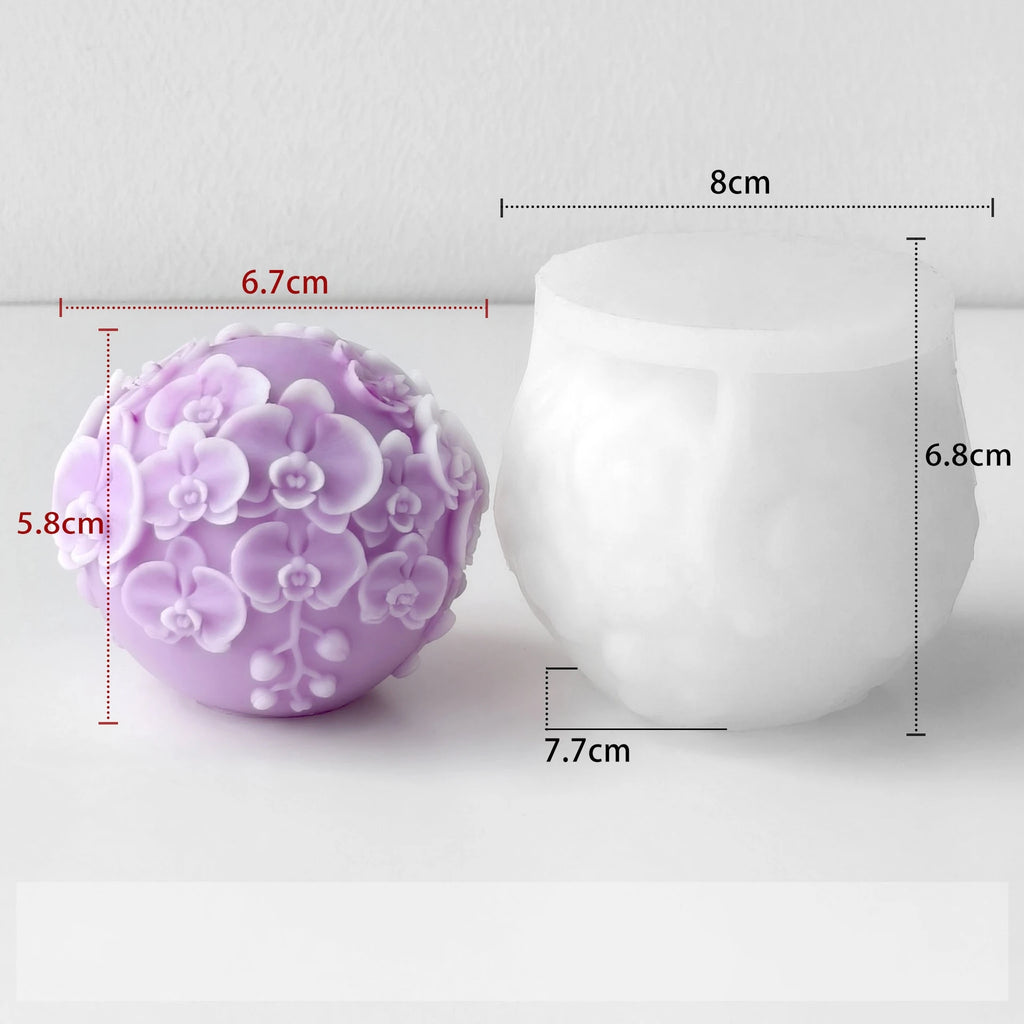 3D Flower Ball Candle Silicone Mold Rose Daisies Flower Sphere Scented Candle Plaster Soap Molds DIY Valentine's Day Decor Oasis Select J-5619