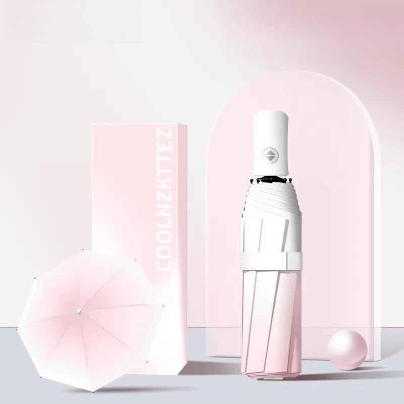 Automatic Folding Umbrella High UV Protection Five Level Waterproof for Travel and High Aesthetic Gradient All-weather Umbrella Oasis Select pink 8K iron
