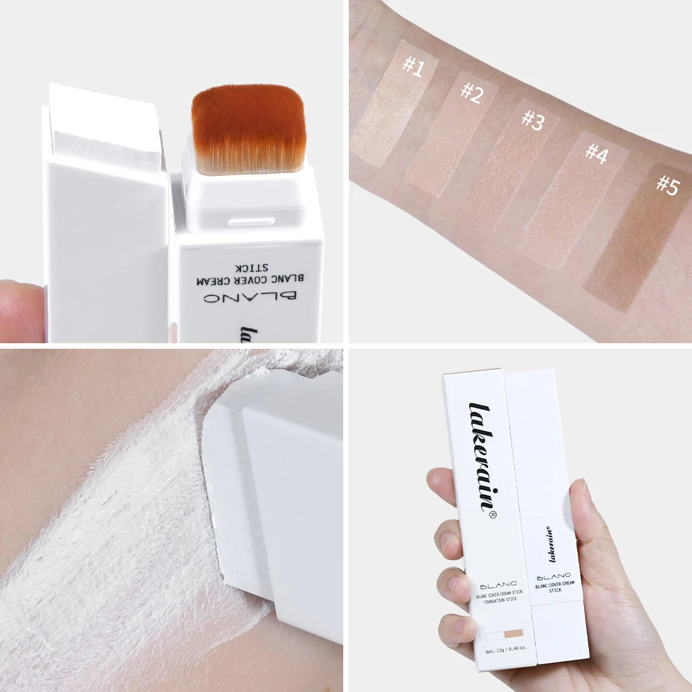 Blanc Cover Cream Stick Changing Foundation Stick Color Changing Foundation with Detachable Brush Hight Coverage Base Makeup Oasis Select