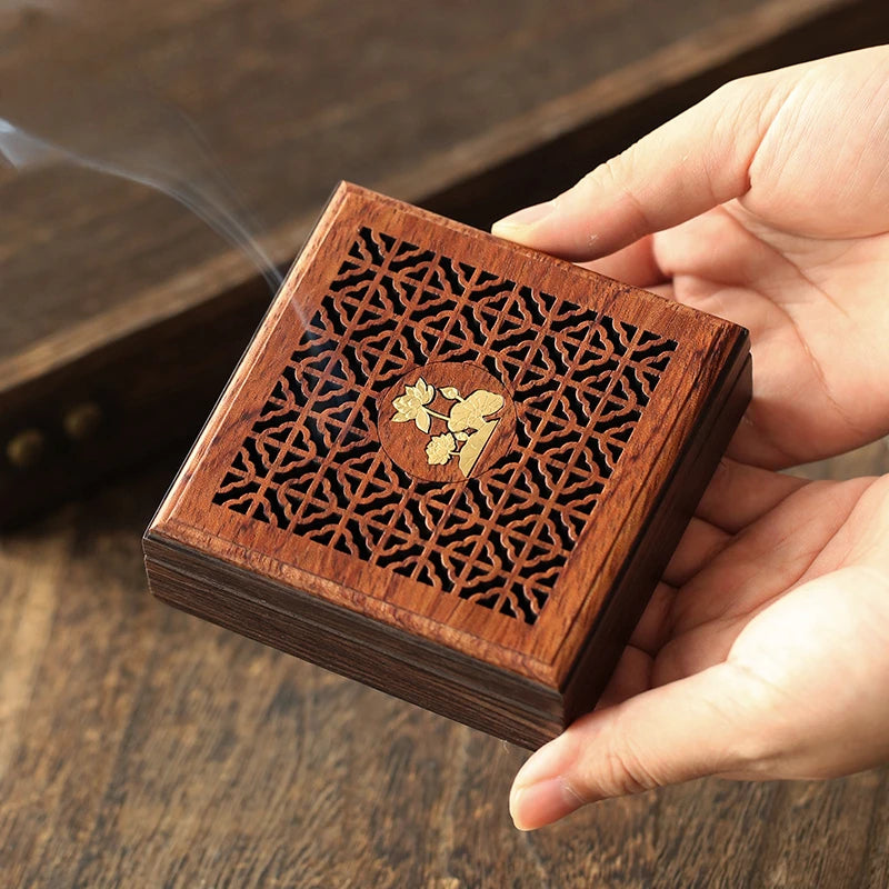 Rosewood Incense Burner Wooden Square Plate Home Indoor Aromatherapy Stove Creative Zen Incense Sink Sandalwood Burner Oasis Select