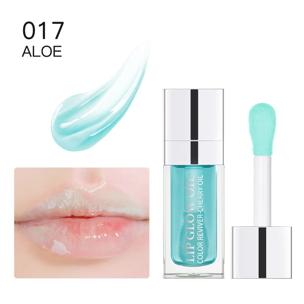 1Piece Moisturizing Lip Glow Oil Crystal Jelly Lip Oil Plumping Lip Gloss Sexy Lip Plumper Glaze Tinted Makeup Gift 10 Color Oasis Select 017