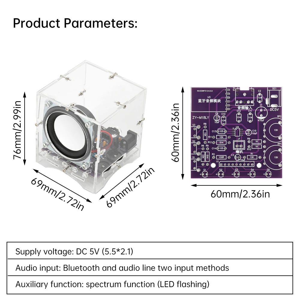 DC 5V 3W Bluetooth Speaker DIY Kit Stereo Amplifier Small Audio DIY Making Circuit Board Soldering Practice DIY Electronic Kit Oasis Select