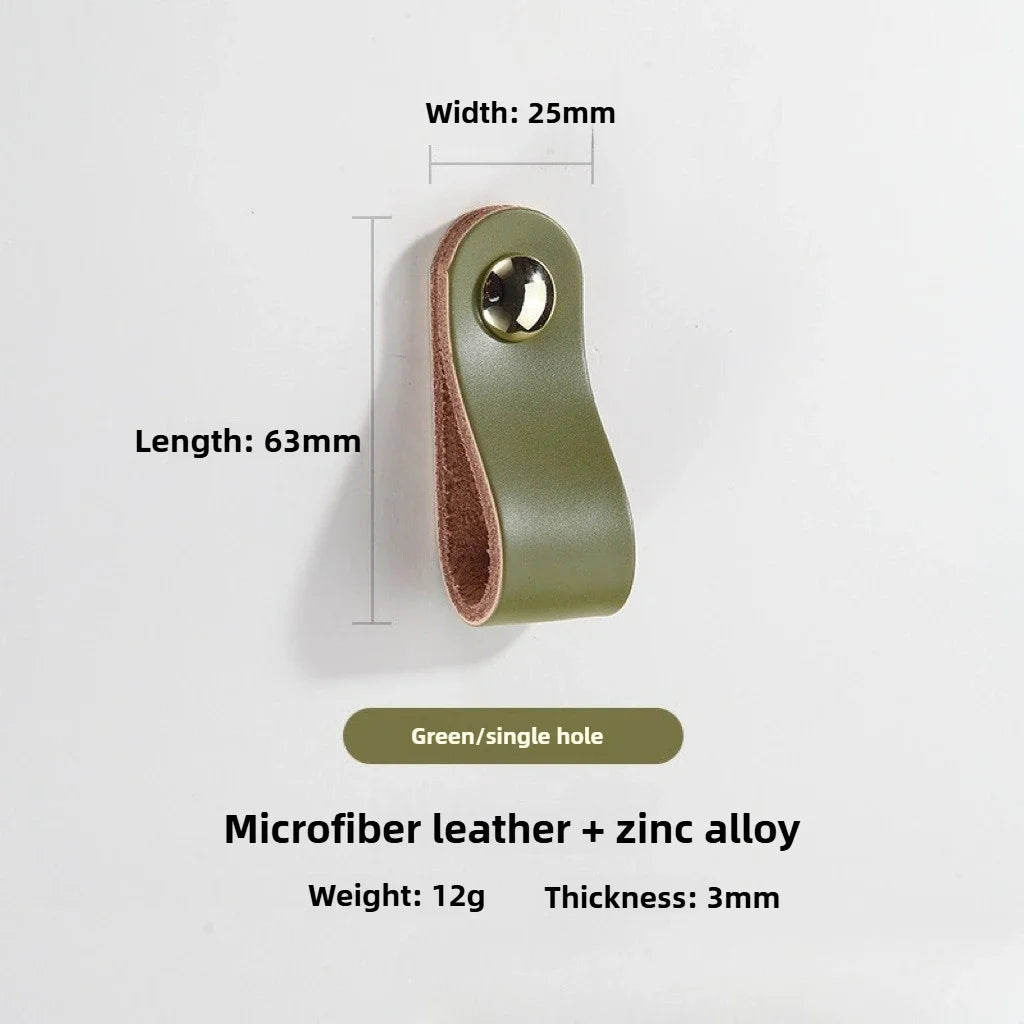Cowhide Leather Cabinet Handles for Kids Room Kitchen Drawer Knobs Door Hardware Modern Minimalist Furniture Accessories