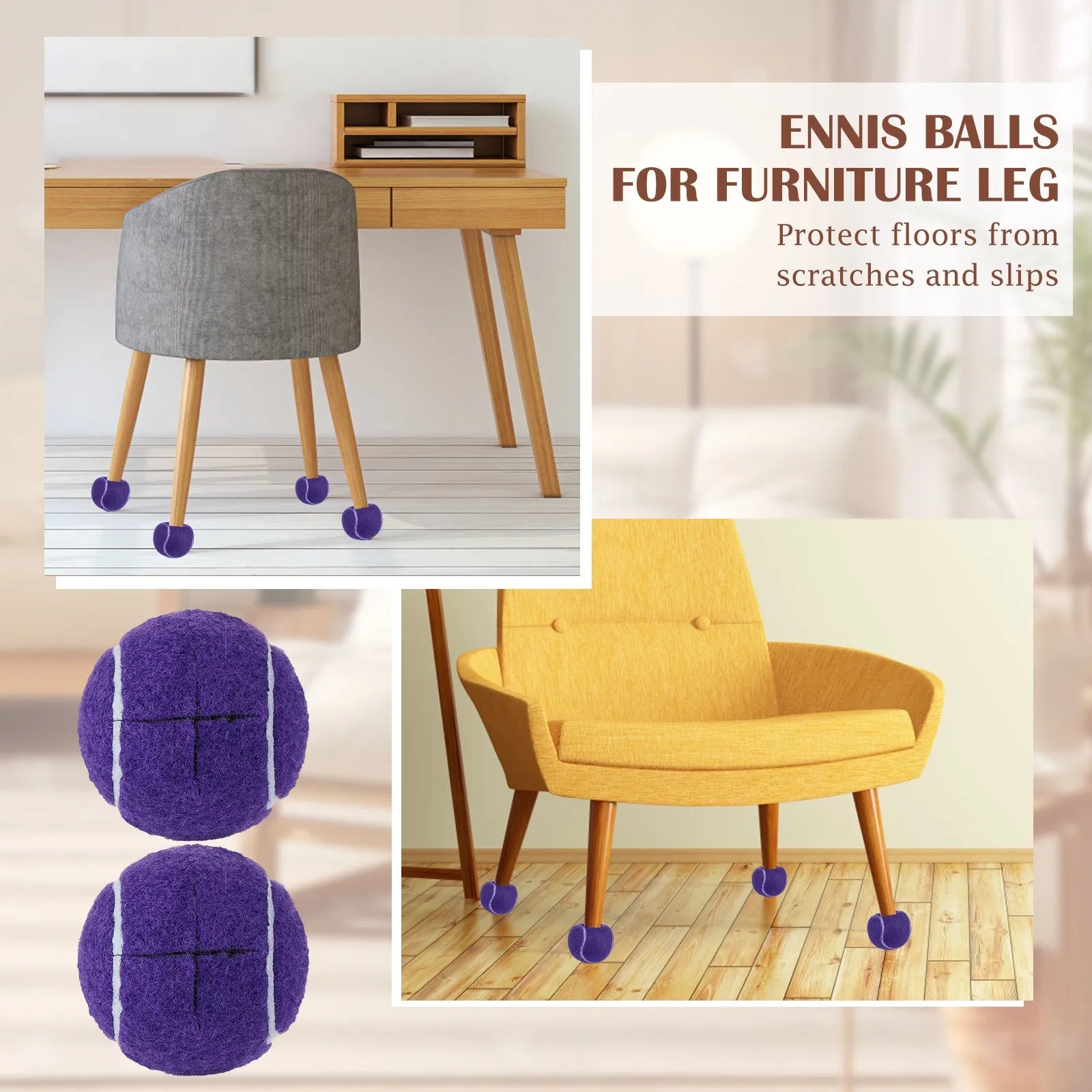Tennis Ball Chair Leg Covers – Anti-Slip Floor Protectors Chair Leg Protectors Oasis Select
