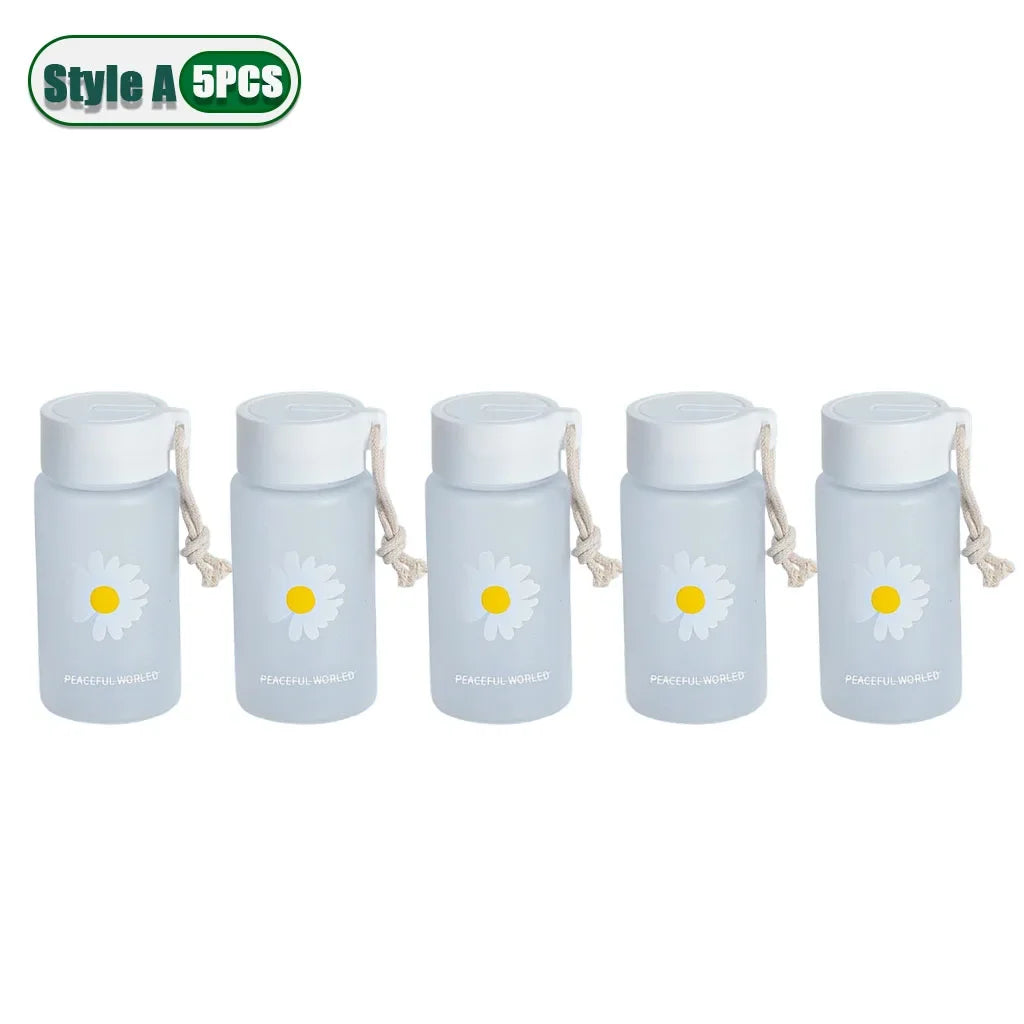 Small Daisy Frosted Plastic Mug Transparent Portable Travel Tea Cup BPA Free Cute Outdoor Girl Water Cup Children Water Bottle Oasis Select Style A-5PCS