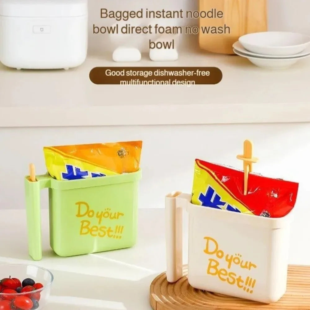 Portable Lazy No Wash Instant Noodle Bowl Multifunctional High-temperature Resistant Instant Noodle Container with Fork Oasis Select