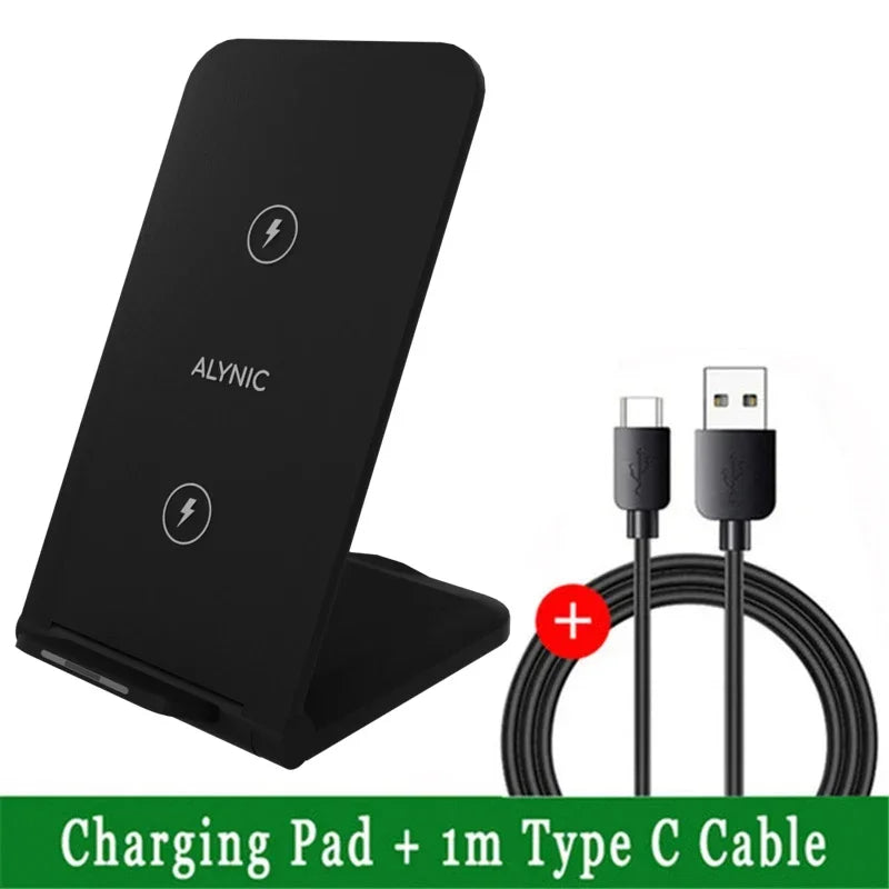 Wireless Charger Dock Desktop Foldable Foldable Fast Charging For iPhone 16 15 14 13 12 Pro Max Quick Phone Chargers Station Oasis Select Black Wiht Cable 1