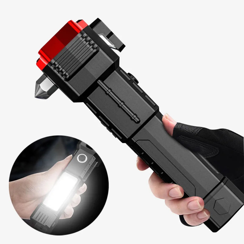 Multifunction Flashlight Power Bank & Car Safety Hammer – 800LM