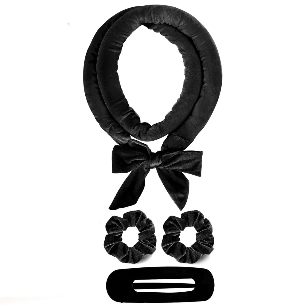 No Heat Hair Rollers Heatless Curling Rod Headband Soft Hair Curler Satin Curlers Curls Sleeping Bonnet Night Cap Styling Tools Oasis Select A-Black