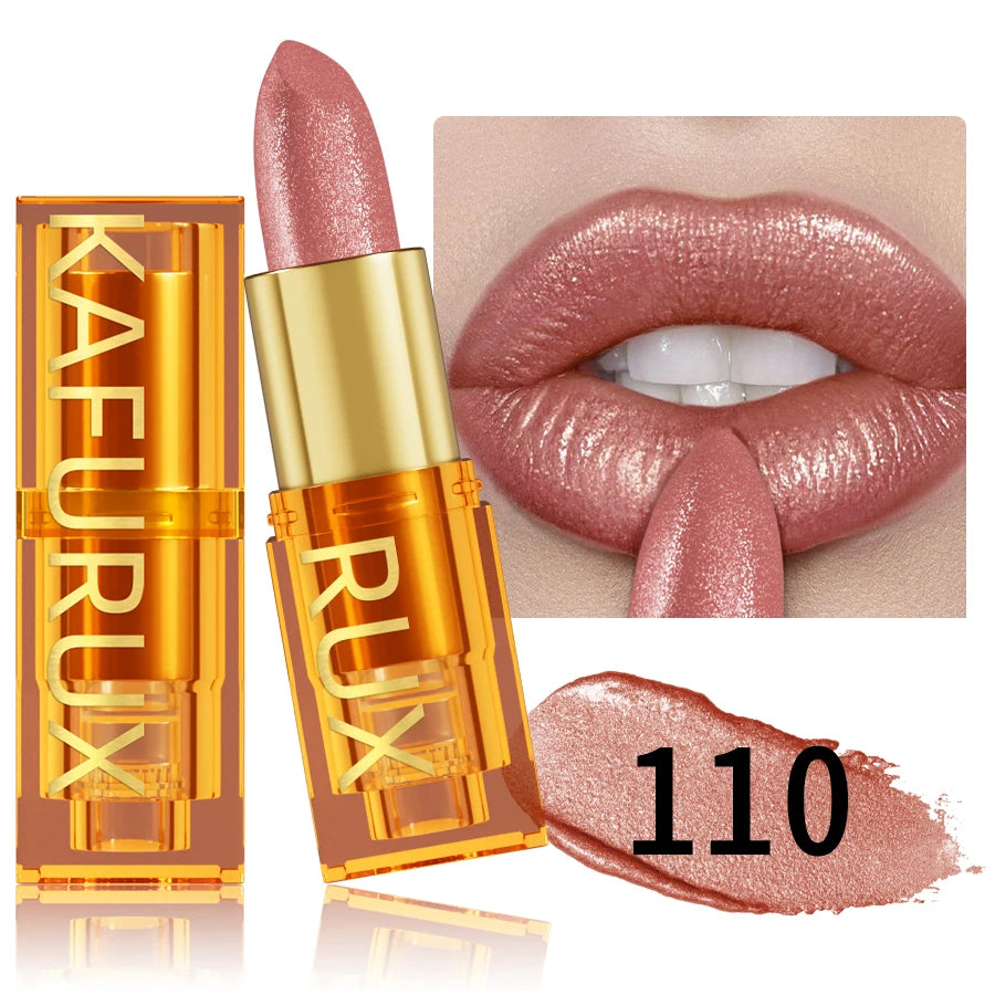 KAFURUX 16-Color Glitter Metallic Lipstick – Long-Lasting Matte