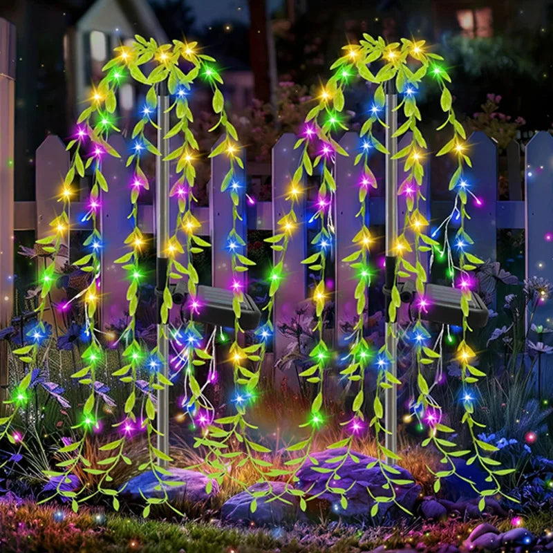 Solar-powered Simulated Willow Branch Tree Lights, String Lights, Outdoor Garden Full of Stars, and Ground-inserted Lawn Lights Oasis Select