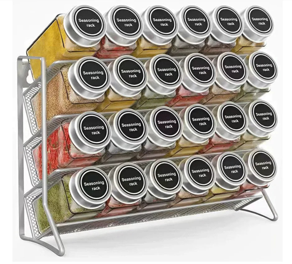 Kitchen Spice Rack 4 Tier Spice Organizer Carbon Steel Wall Shelf without Spice Jars for Cabinet Kitchen Pantry Organizer Shelf Oasis Select Silver