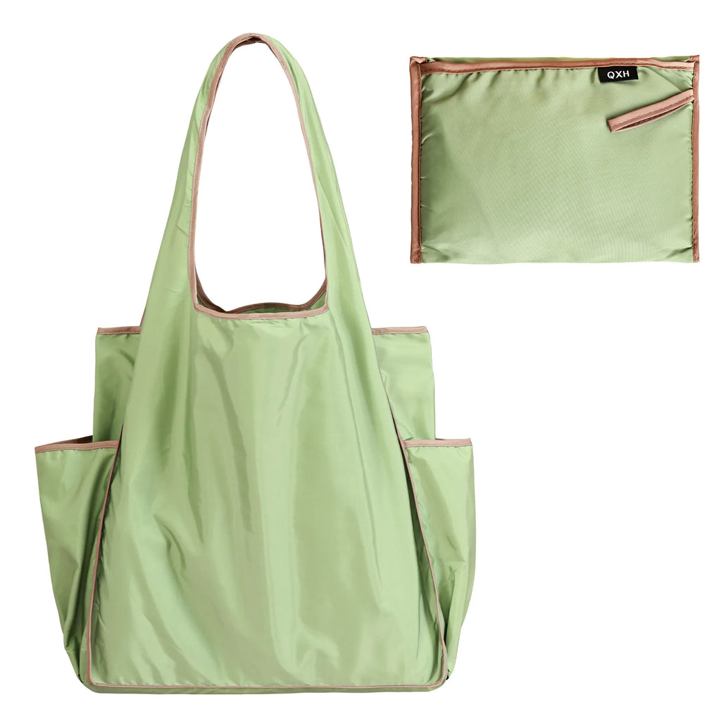 Thick Foldable Shopping Storage Bag Large Capacity Reusable Grocery Bags Eco Friendly Supermarket Waterproof Shoulder Bag Oasis Select Green 1