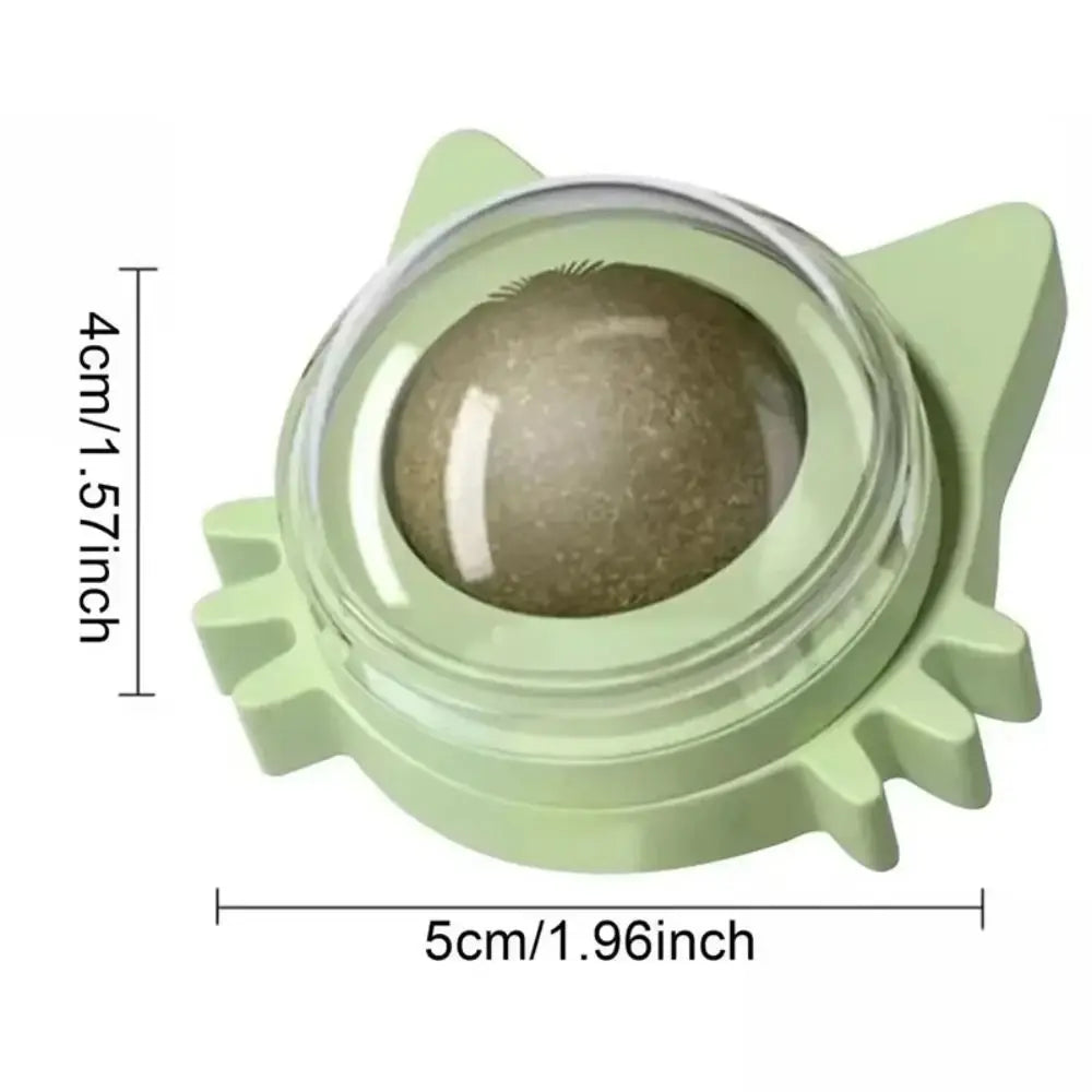 2024 Rotatable Catnip Ball Healthy Promote Digestion Cat Ball Natural Sugar Licking Cat Wall Stick-on Oasis Select