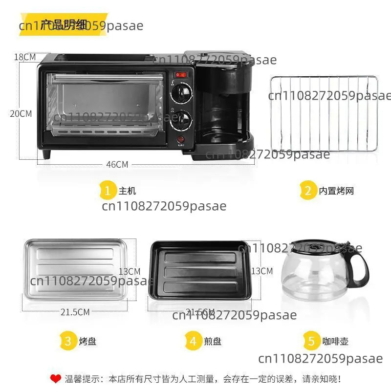 Three-in-one Breakfast Machine, Household Multi-functional Electric Oven, Coffee Machine, Grilling and Frying in One Oasis Select