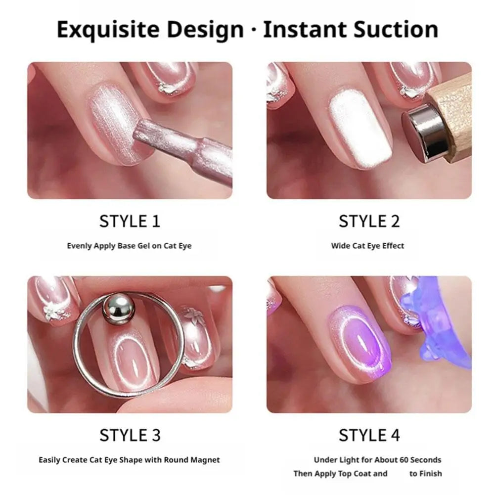 Cat Eye Nail Ring Magnet Hollow Vacuum Suction Hole Design Universal Magnetic Gel Nail Polish DIY Manicure Auxiliary Tool Oasis Select