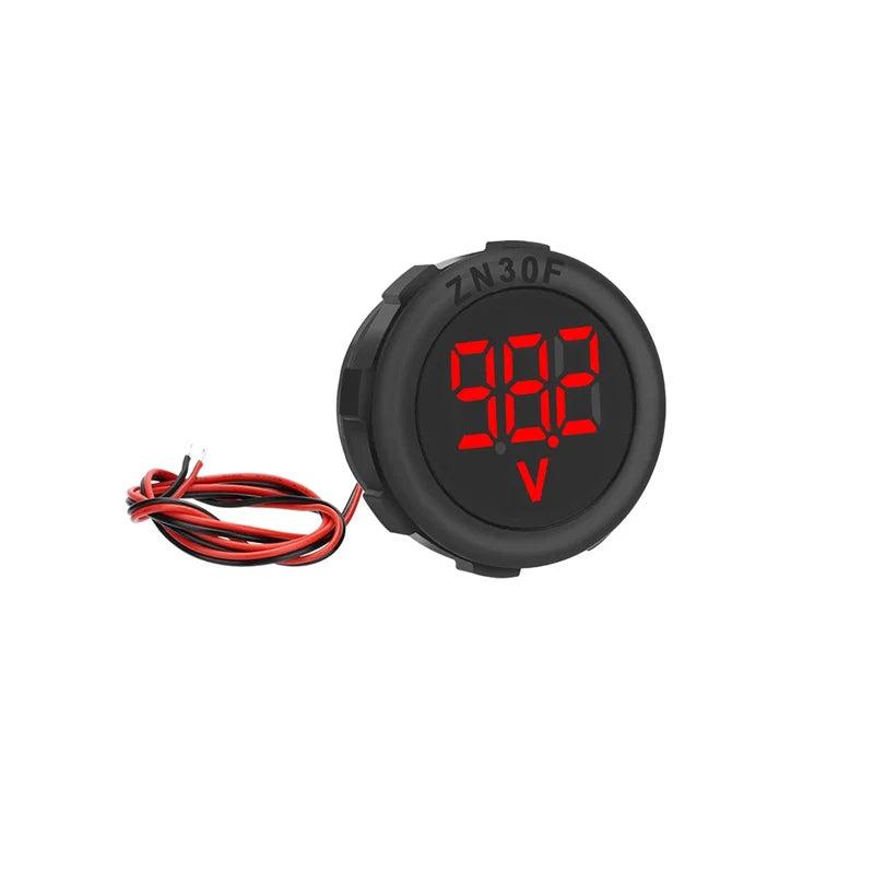 DC 4-100V LED Digital Display Circular Two-wire Voltmeter DC Digital Voltmeter Head Display Reverse Connection Protection Oasis Select one size Black Red