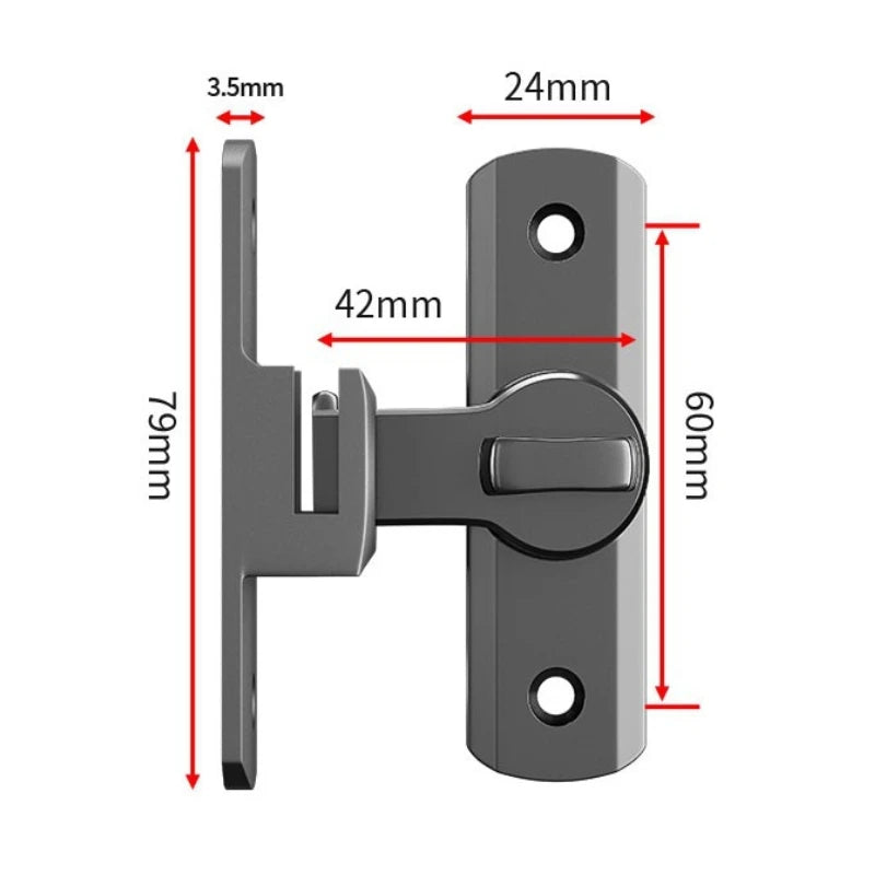 90/180 Degree Flip Door Lock Home Security Sliding Door Latch Small Gate Latches Hardware Anti-theft Lock Zinc Alloy Door Bolts Oasis Select