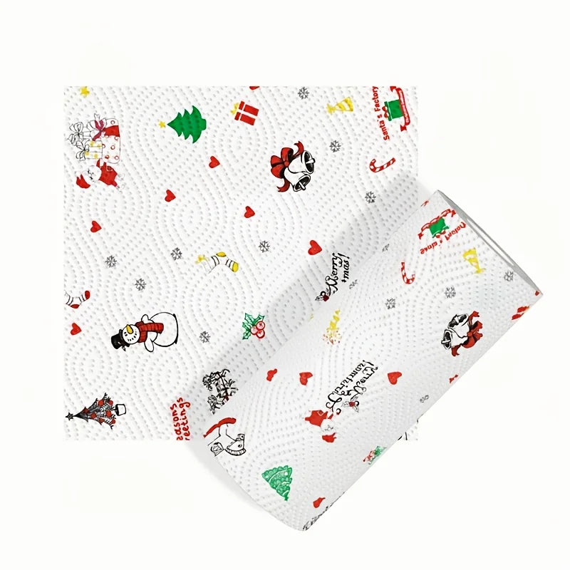 Christmas Kitchen Paper, Disposable Kitchen Cleaning Dual - Christmas Home Cleaning Tools, Christmas Decorative Paper Towels Oasis Select 1 roll 3