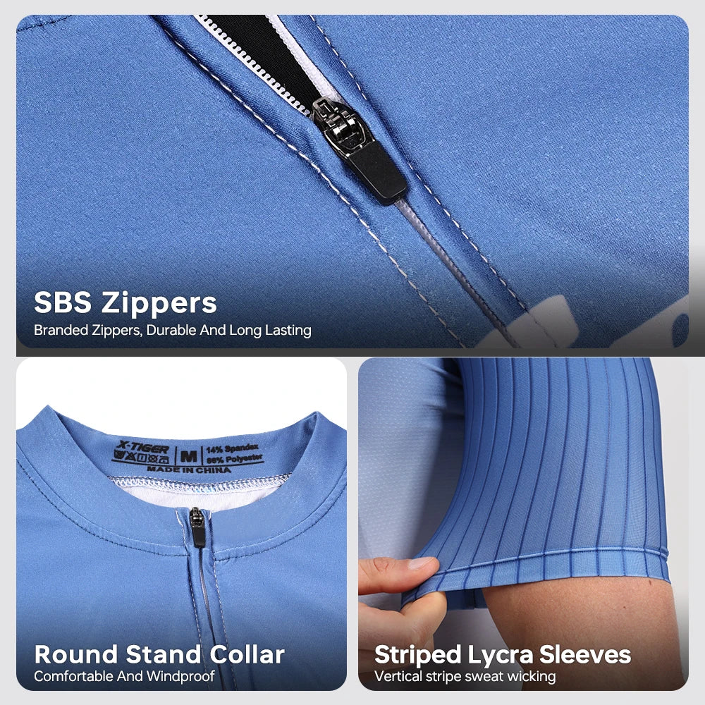 X-TIGER Summer Cycling Jersey Men Breathable Short Sleeve Bicycle Mallot Ciclismo Shirts Zipper Pocket Pro MTB Road Bike Jerseys Oasis Select