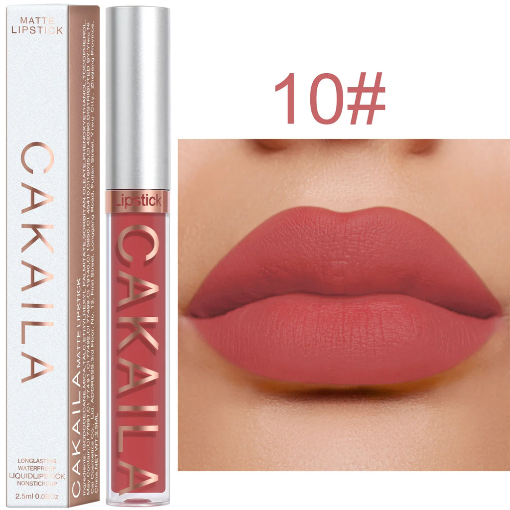 1 Pcs Waterproof Lip Gloss Lipstick Set - Nude, Dark Brown & Matte Red Shades, Long-Lasting 24-Hour Wear, Suitable for All Skin Oasis Select 10