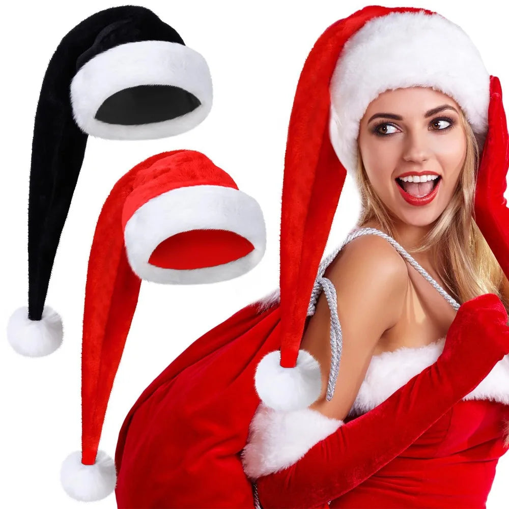 Super Long Plush Santa Hat – Soft Thickened Velvet Christmas Hat