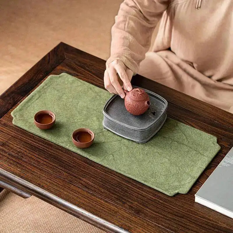 Chinese Tie-dye Canvas Dry Tea Mat Zen Tea Table Mat Double-sided Waterproof Anti-dirt Tea Ceremony Accessories Oasis Select