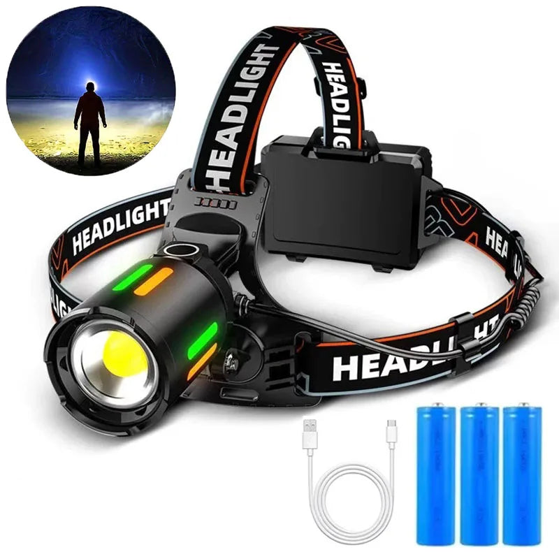 Mikenoon H02 LED Headlamp – Zoomable, Rechargeable & Power Bank