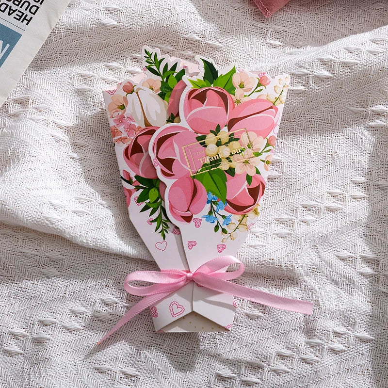 Bulk Blank Note Cards Bouquet Greeting Card Flower Modeling Birthday Gift Decoration Card Stereo Creative Easter for Daughter Oasis Select C One Size