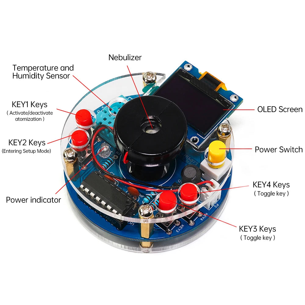 OLED Display Temperature And Humidity Spray Circuit Board USB Atomizing Electronic Diy Kit Manufacturing Welding Practice Parts Oasis Select