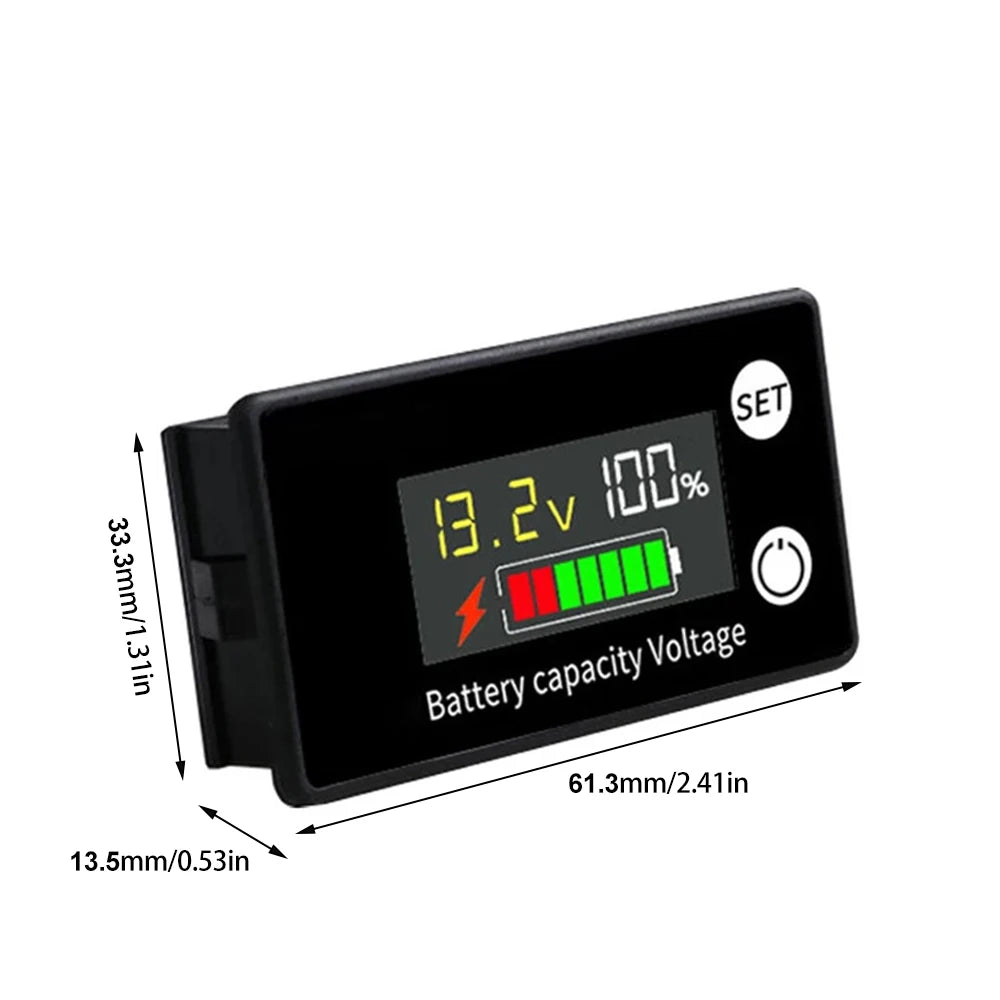 DC8V-100V Battery Capacity Indicator LCD Screen Car Battery Charge Level Indicator Lithium Battery Capacity Meter Voltage Tester Oasis Select