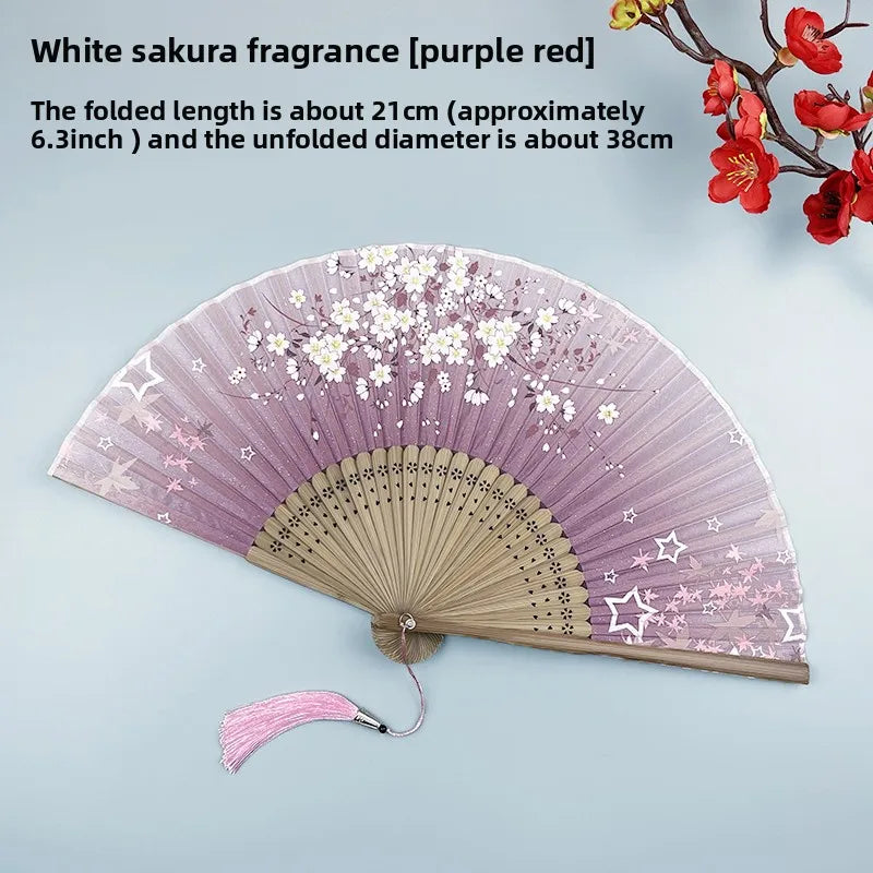 6-inch Portable Folding Fan Chinese-style Peony Flower Fan Summer Folding Craft Fan Oasis Select 7