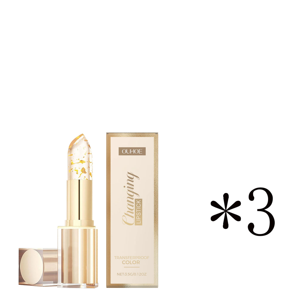 Gold foil color-changing nourishing lipstick Nourishes and moisturizes, gives lips a glossy, glass-like softness, non-greasy lip Oasis Select 3boxed
