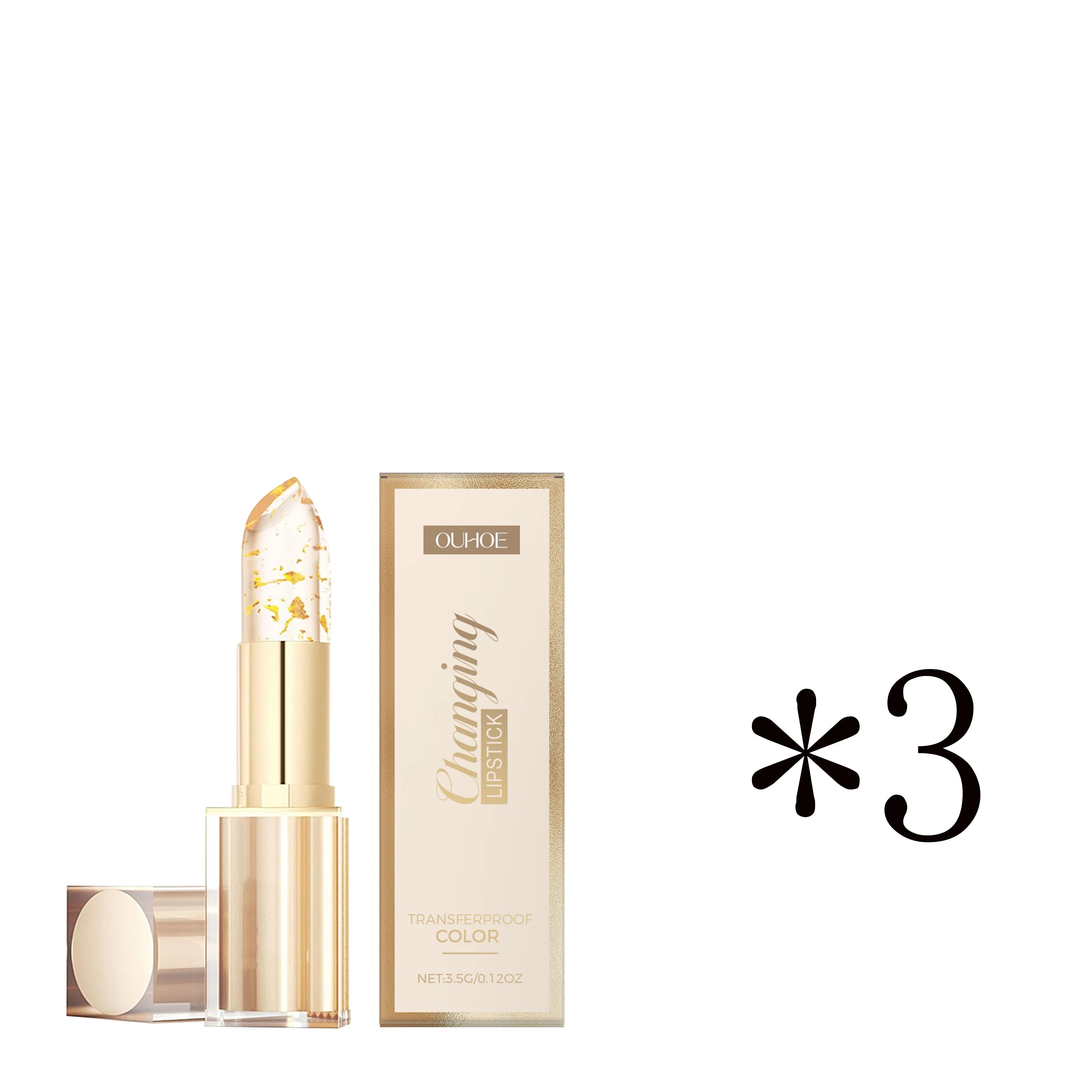Gold foil color-changing nourishing lipstick Nourishes and moisturizes, gives lips a glossy, glass-like softness, non-greasy lip Oasis Select 3boxed