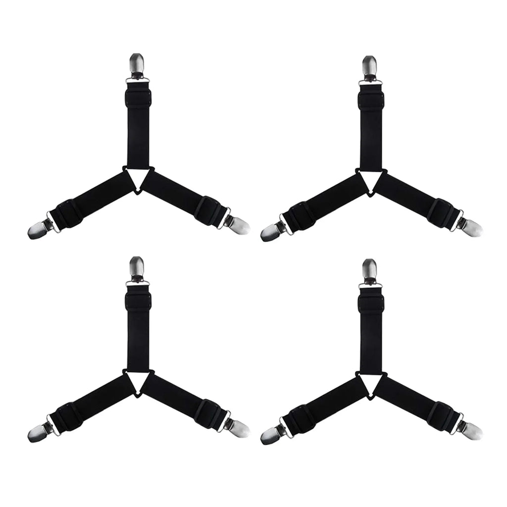 4 PCS Bed Sheet Holder Straps, Elastic Mattress Corner Clips 3 Way Fitted Bed Sheet Fastener Suspenders Grippers sheets bedding Oasis Select