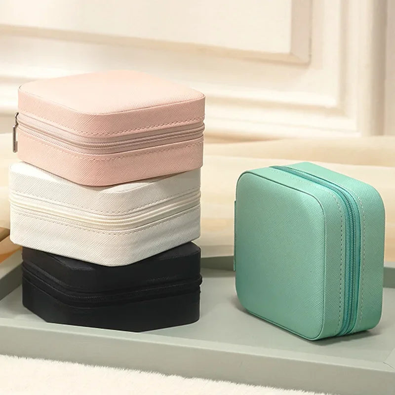 Portable Mini Jewelry Storage Box Travel Organizer Jewelry Case Leather Storage Earrings Necklace Ring Jewelry Organizer Display Oasis Select