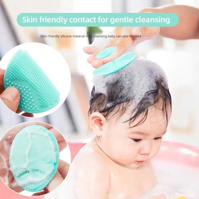 Silicone Face Wash Brush Clean Pores Baby Shampoo Brush Baby Bath Brush Soft Hair Round Shampoo Comb Home Use Oasis Select