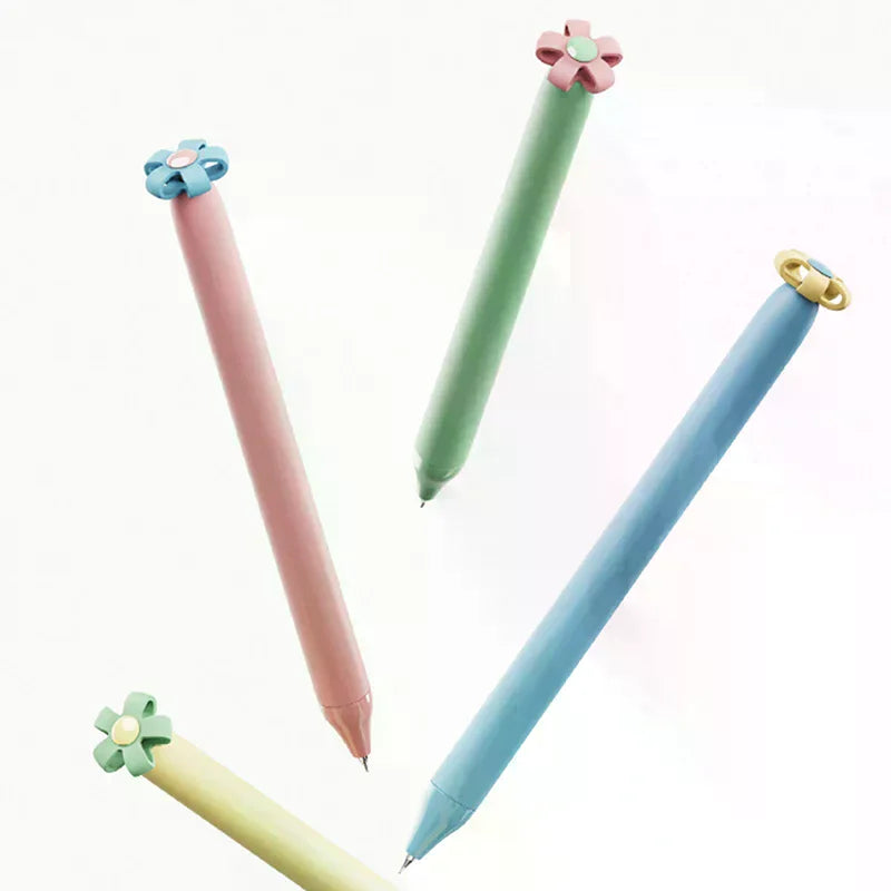 1/4Pcs Creative Small Flower-Shaped Push-Button 0.5mm Black Quiz Pen/Gift Pen/Stationery/Signature Pen Oasis Select