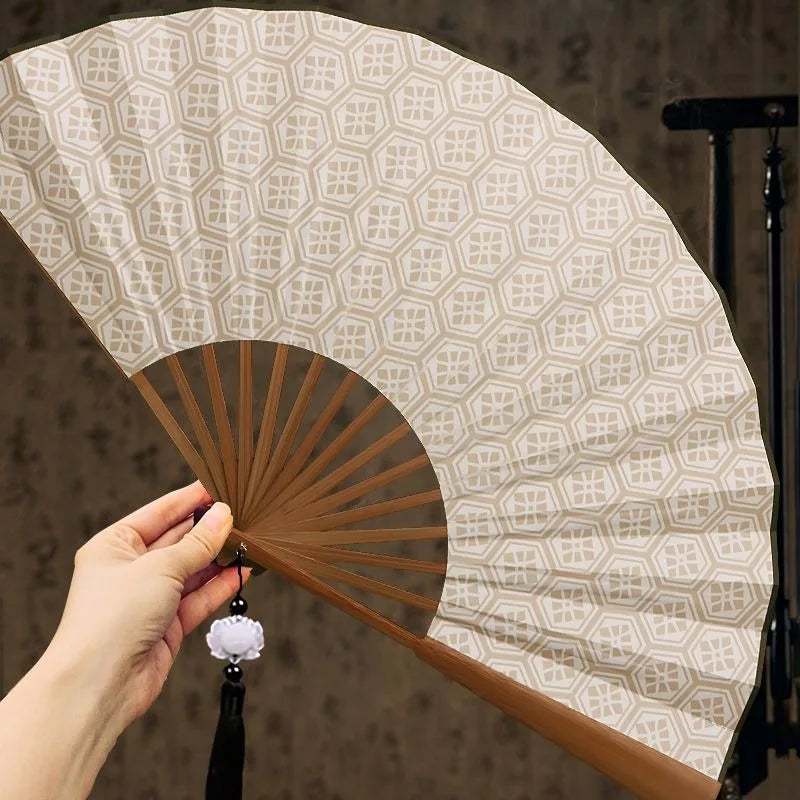 Chinese Style Folding Hand Fan Longmen Inn Chen Lijun Same Style Bamboo Fan Vintage Cosplay Prop for Hanfu Performance & Gift Oasis Select
