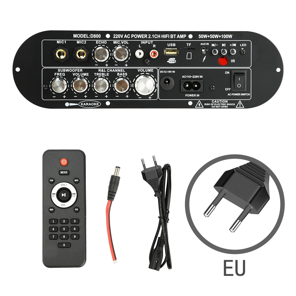 Bluetooth 5.0 Digital Amplifier Board 2.1 Channel 50W*2 100W Large Power Output for Home Sound Systems Adjustable Bass Treble Oasis Select EU Plug