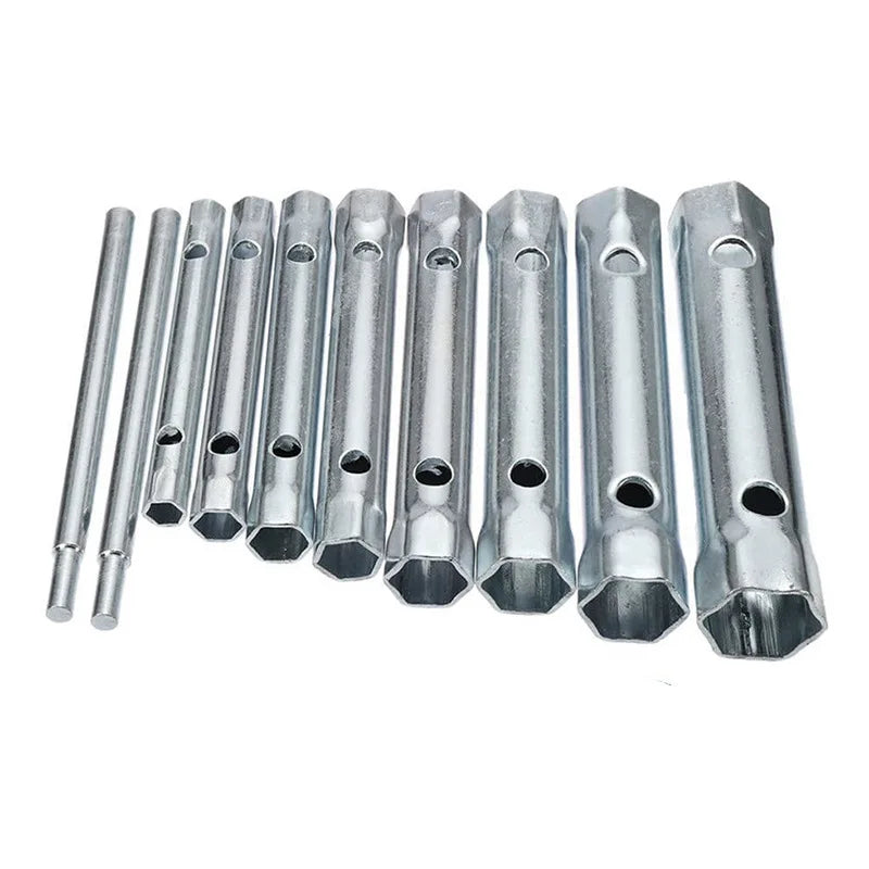 6-22mm 10Pcs Metric Tubular Box Wrench Set Tube Bar Spark-Plug Spanner Steel Double Ended for Automotive Plumb Repair Hand Tools Oasis Select