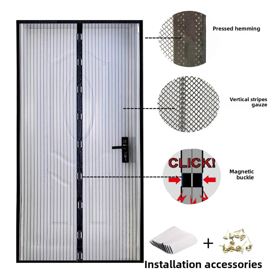 Automatic Magnetic Mesh Door Screen White Black Polyester Insect Mosquito Protection Easy Self-Sealing for Bedrooms Balconies Oasis Select