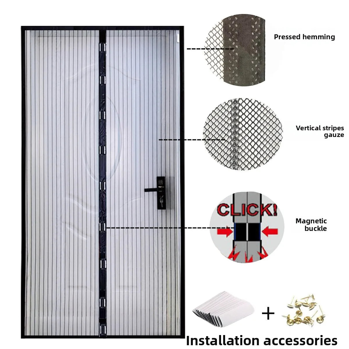 Automatic Magnetic Mesh Door Screen White Black Polyester Insect Mosquito Protection Easy Self-Sealing for Bedrooms Balconies Oasis Select
