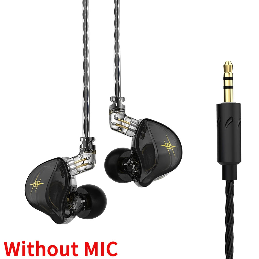 QKZ ZXT In Ear Wired Earphones Dynamic DJ Monitor IEM Earbuds HIFI Music Sport Headphone Noise Cancelling Bass Headset With Mic Oasis Select Black No Mic