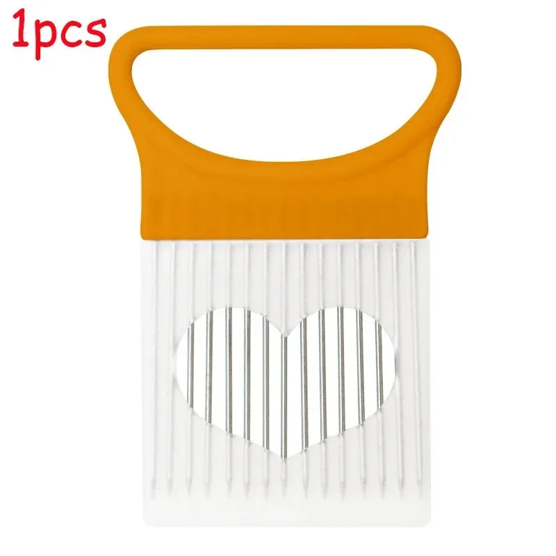 1/2/3/4pcs Effortlessly Slice Onions with this 1pc Colorful Onion Slicer Kitchen stainless steel potato chip onion holder Oasis Select orange-1pcs