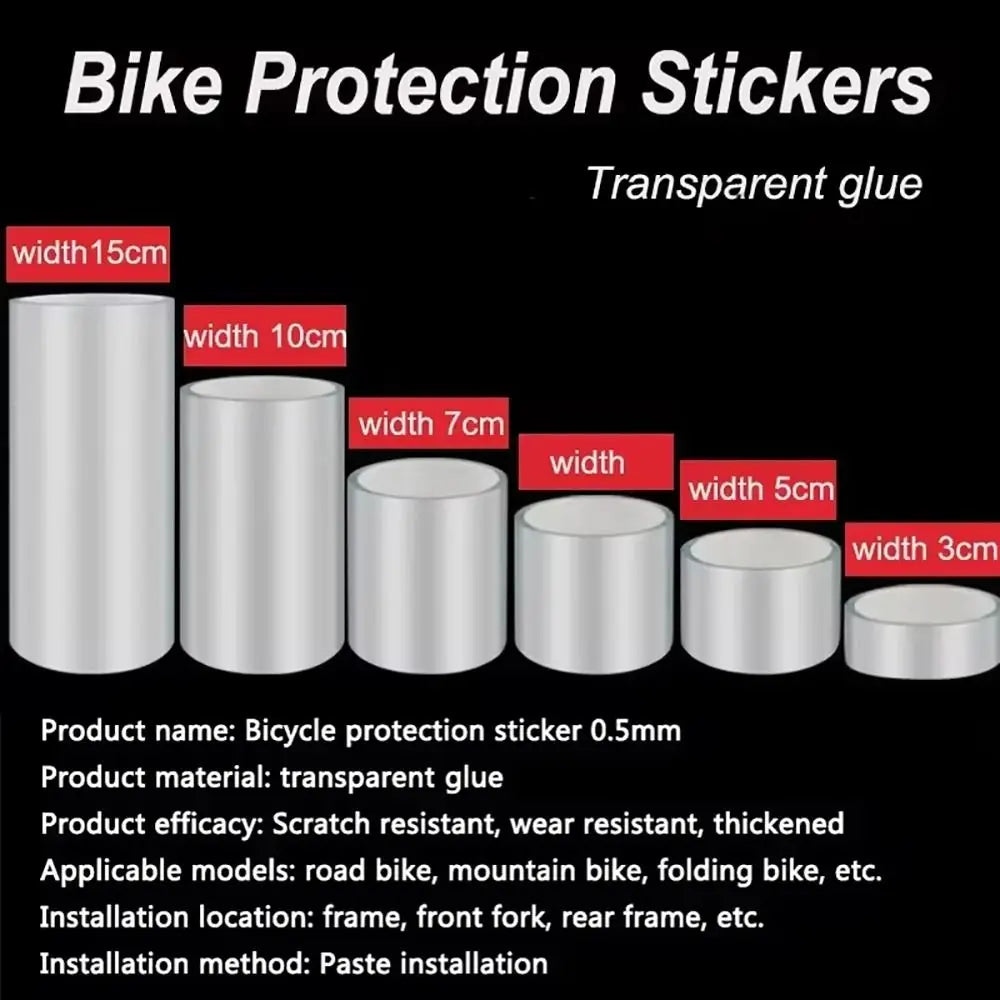 1Roll Bike Frame Protector Transparent Protective Film 2/3/5/7/10cm Width Invisible Bicycle Protection Stickers Oasis Select