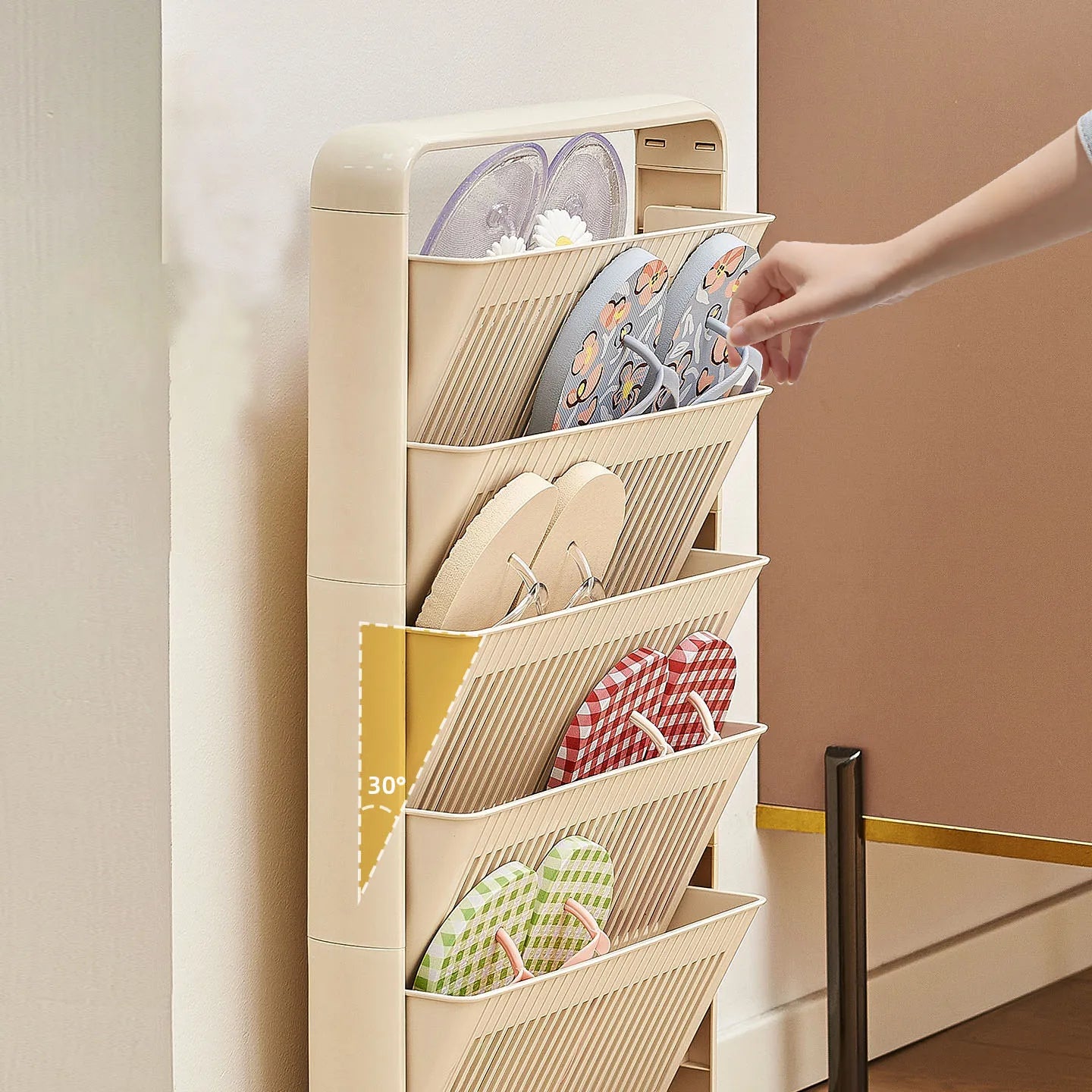 Shoe storage rack, space-saving multifunctional storage rack, suitable for living room, bedroom, also functions as a bookshelf. Oasis Select